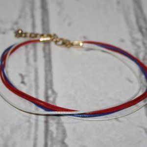 Beautiful Red white and blue ankle bracelet 10-11"